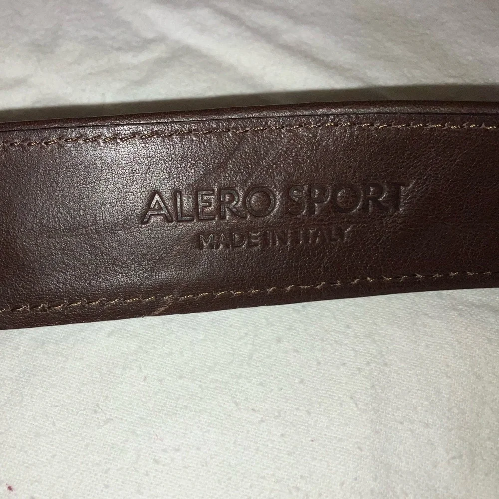 Alero Sport Five Farms Italian Leather Belt Brass Buckle Made In Italy Sz 50” L